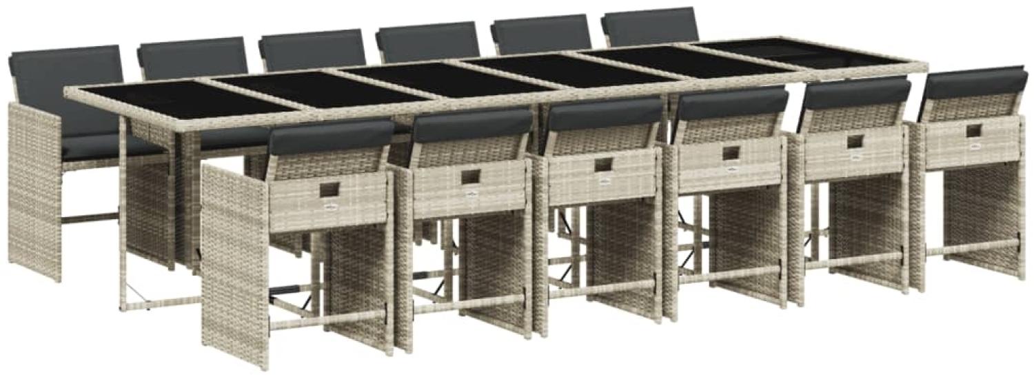 vidaXL 13-tlg. Garten-Essgruppe mit Kissen Hellgrau Poly Rattan 3211127 Bild 1