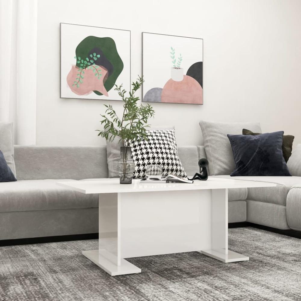 vidaXL Couchtisch Hochglanz-Weiß 103,5x60x40 cm Holzwerkstoff 806846 Bild 1