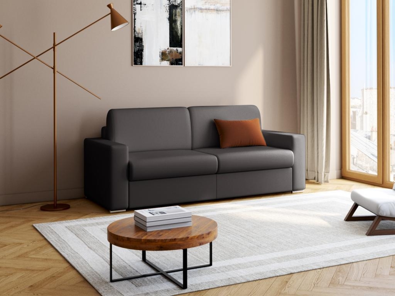 Schlafsofa 4-Sitzer CALITO - Schwarz - Liegefläche: 160 cm - Matratzenhöhe: 18 cm Bild 1