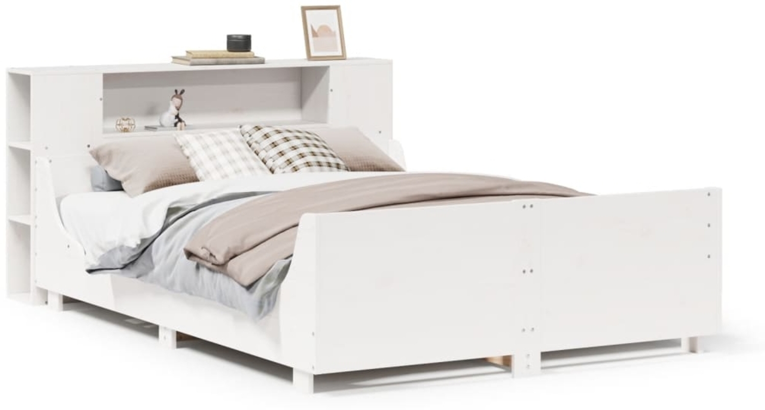 vidaXL Massivholzbett ohne Matratze Weiß 120x190 cm Kiefernholz 3323780 Bild 1