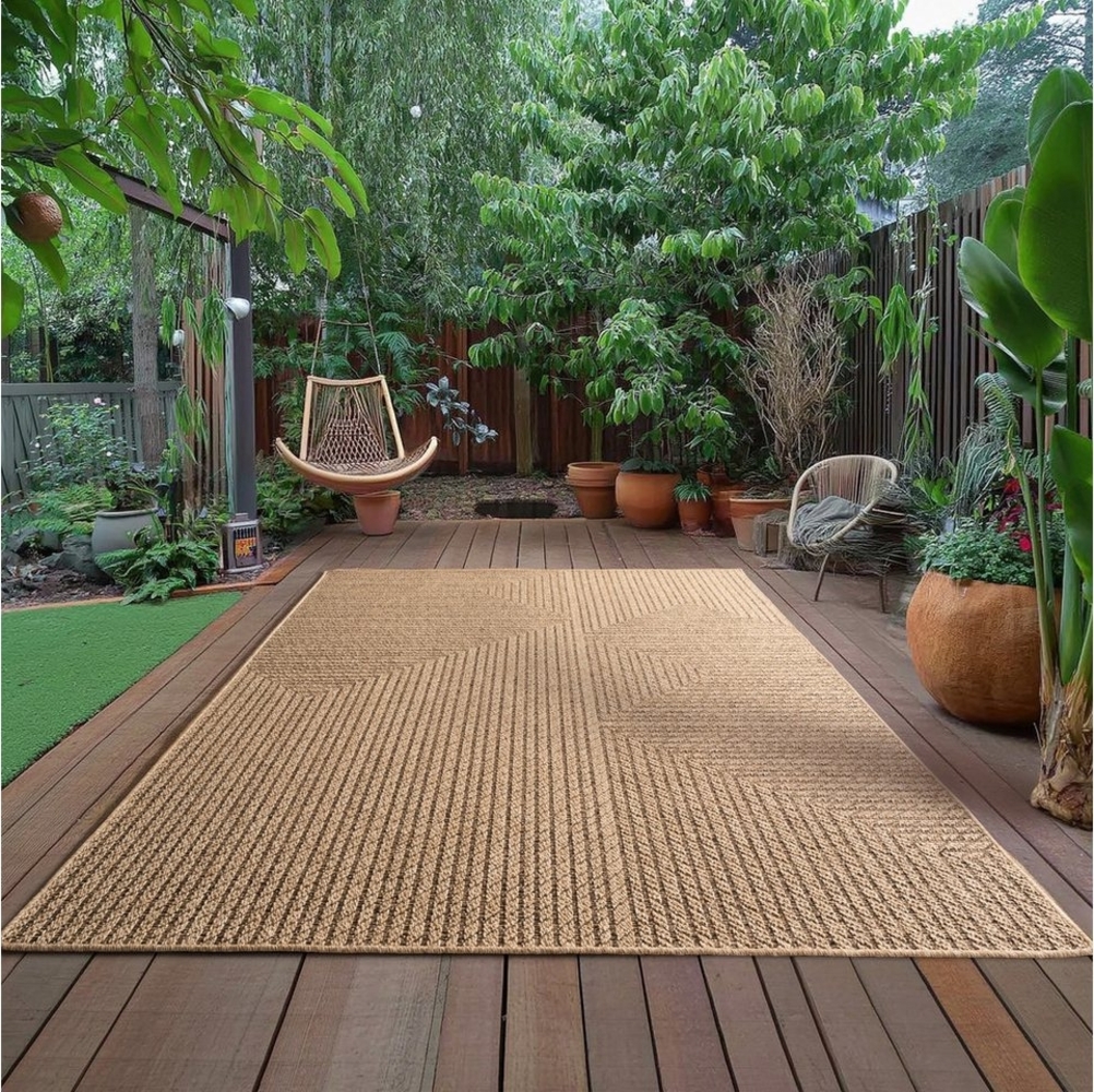 Ayyildiz Teppiche Outdoorteppich TIMBER 1404, rechteckig, Höhe: 5 mm, Läufer, In und Outdoor, Jute Sisal Optik, Wohnzimmer, Aussenbereich Bild 1