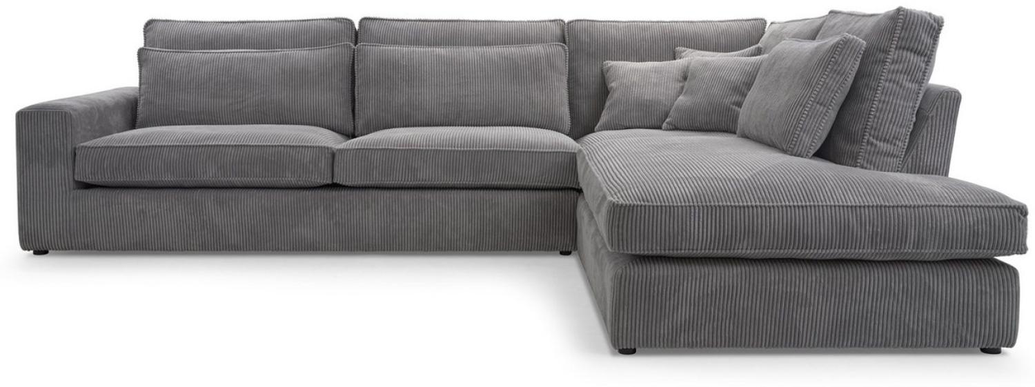 Deine Möbel 24 Wohnlandschaft CAREN XL Ecksofa Sofa Wohnzimmer L-Couch Cord Samt, Grau Beige Anthrazit 2 Teile Bild 1