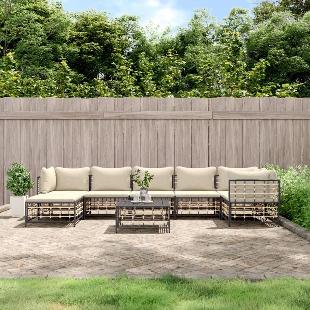 vidaXL 8-tlg. Garten-Lounge-Set mit Kissen Anthrazit Poly Rattan 3186776 Bild 1