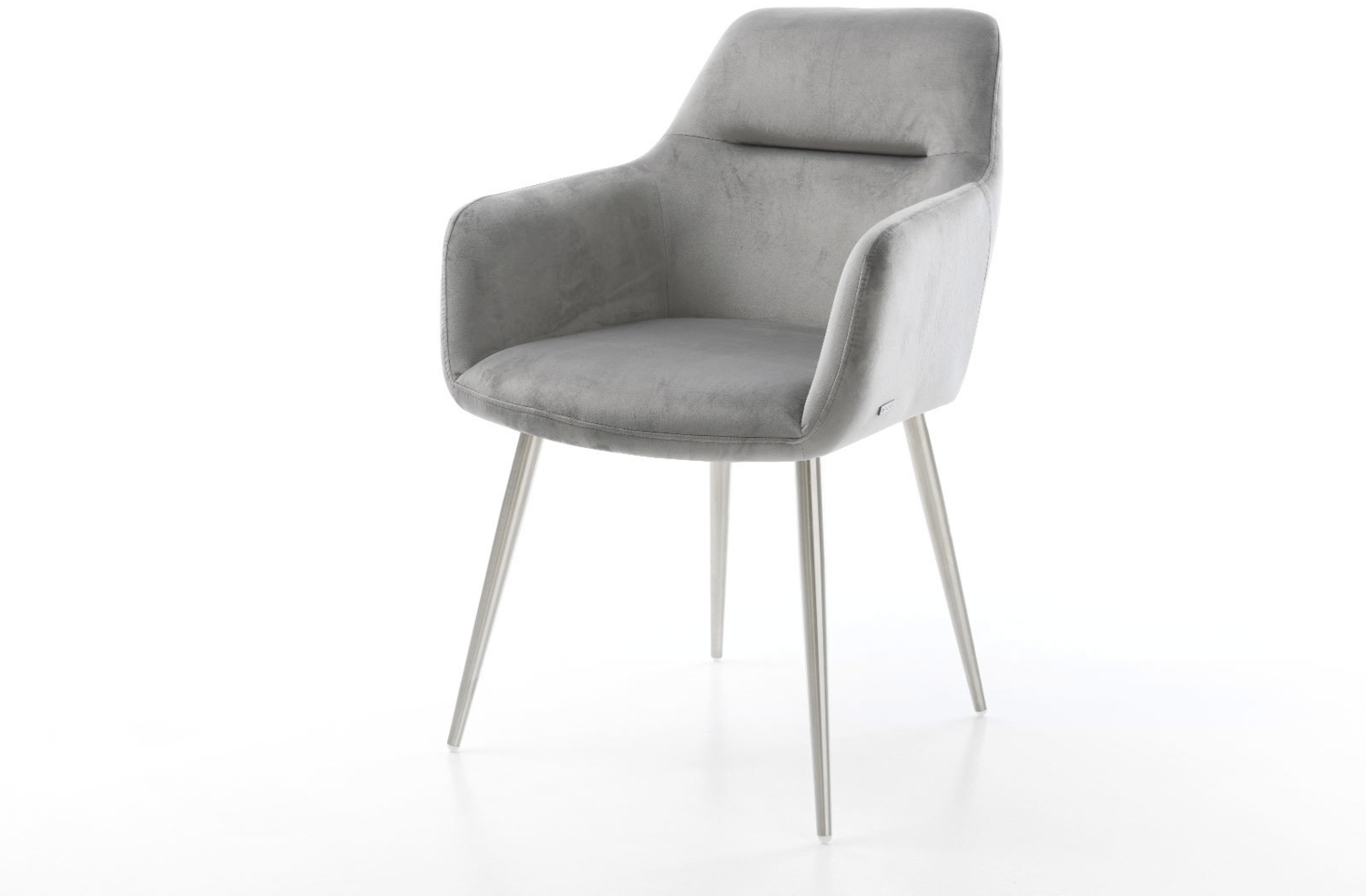 Esszimmerstuhl Pejo-Flex Samt Grau 4-Fuß konisch Edelstahl Taschenfederkern Bild 1