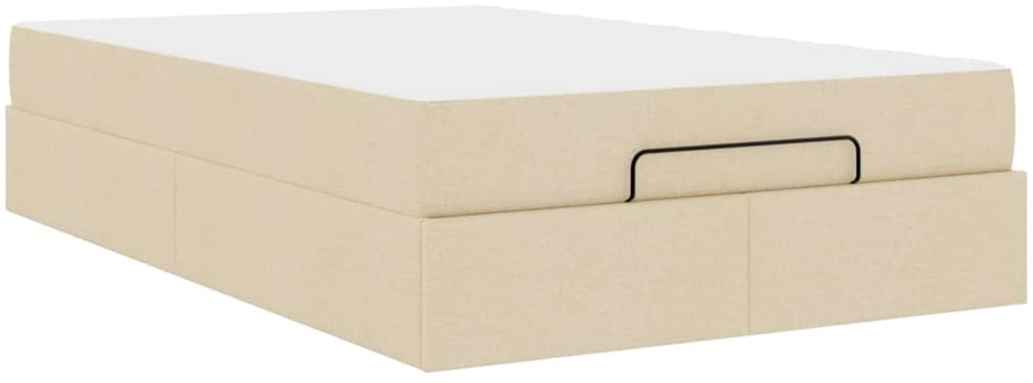 vidaXL Bettgestell mit Matratze Creme 120 x 200 cm Stoff 3399485 Bild 1