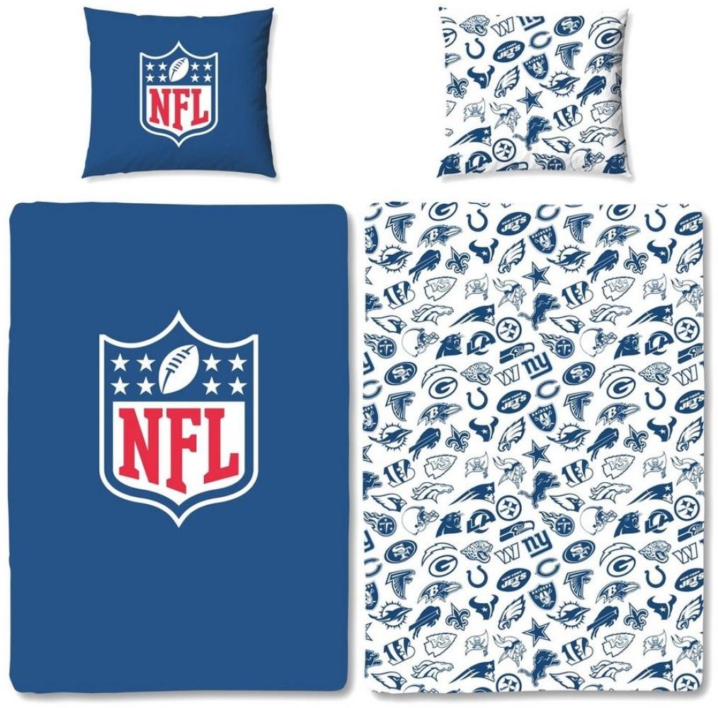 MTOnlinehandel Bettwäsche NFL American Football 135x200+80x80 cm, 100% Baumwolle, Renforcé, 2 teilig, offiziell lizenzierte National Football League FAN Bettwäsche Bild 1