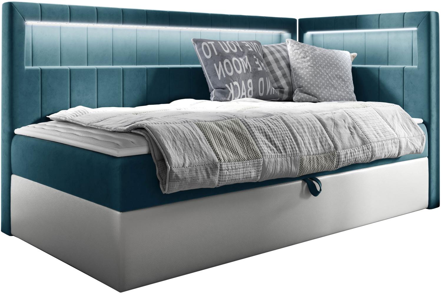 Boxspringbett 'Gladino Junior 3' blau 90 x 200 cm Rechts Bild 1