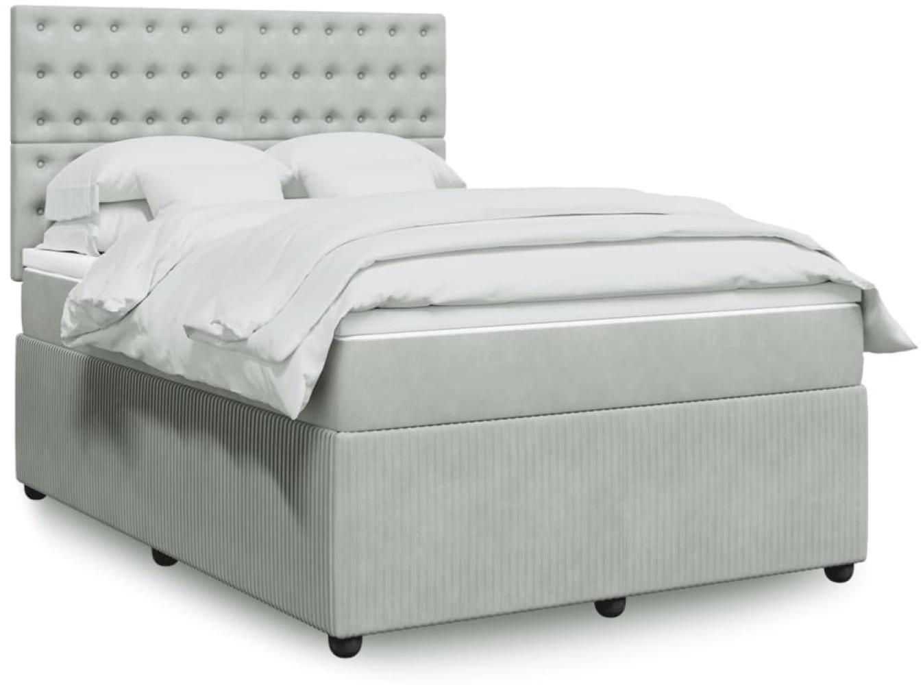 vidaXL Boxspringbett mit Matratze Hellgrau 160x200 cm Samt 3294694 Bild 1