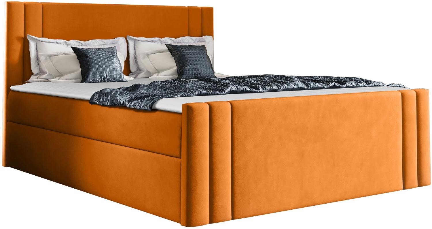 Boxspringbett Harlon, Orange, 180 x 200 cm Bild 1