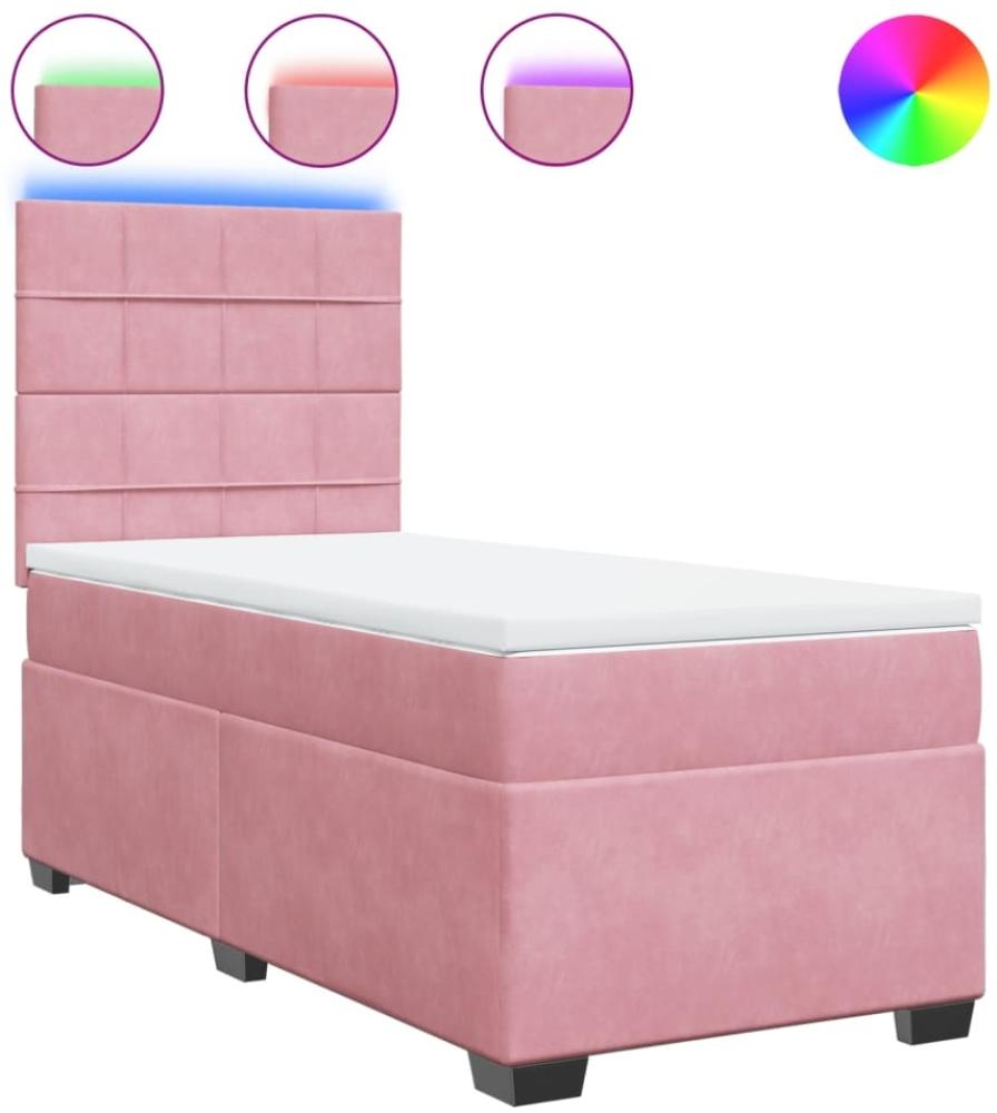 vidaXL Boxspringbett mit Matratze Rosa 100x200 cm Samt 3293139 Bild 1