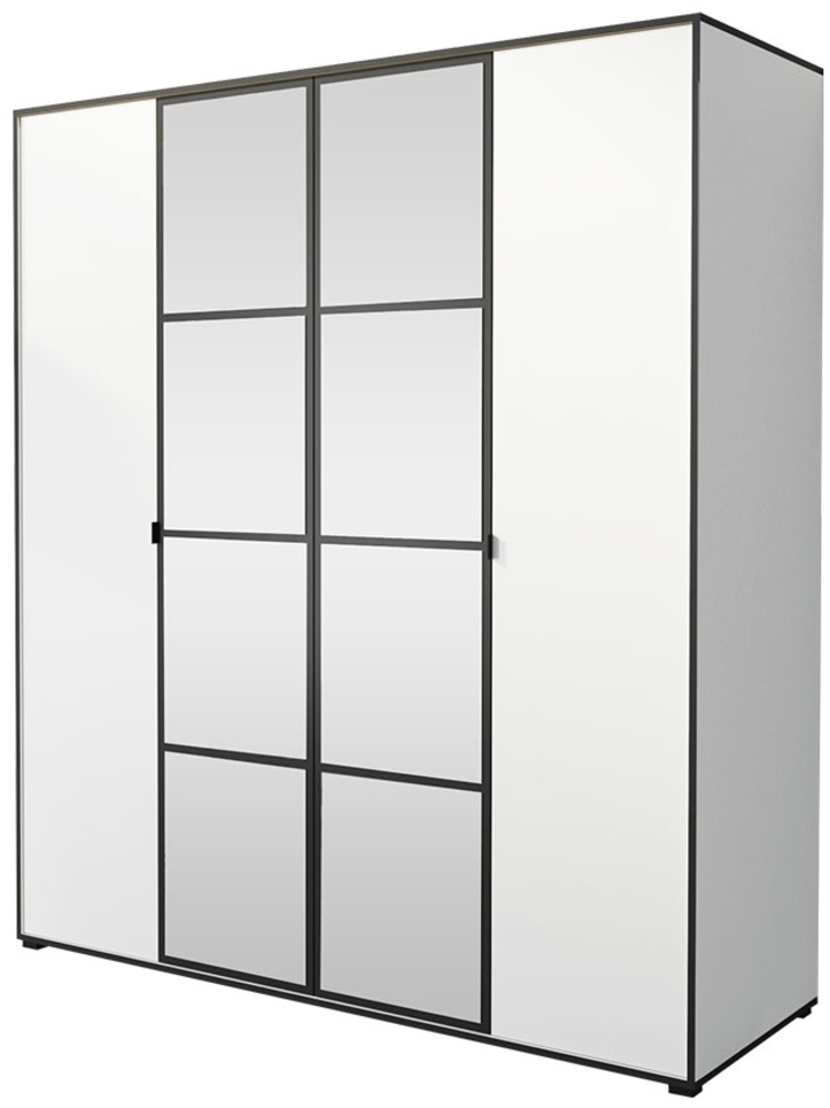 Kleiderschrank Rolites I 180 4D (Farbe: Weiß / Weiß + Schwarz) Bild 1