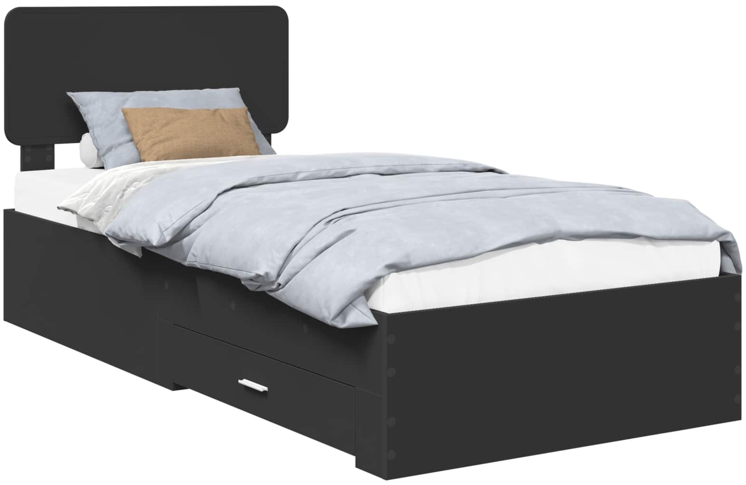 vidaXL Bettrahmen mit Kopfteil Schwarz 100 x 200 cm Holzwerkstoff 3412410 Bild 1