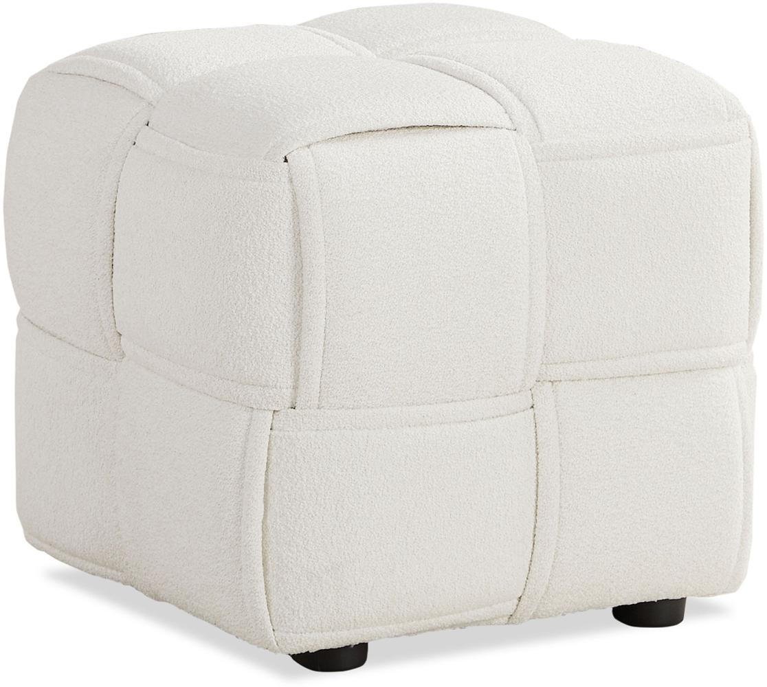 Sitzhocker Pouf Beige Bouclé Poufhocker Sitzpouf Polsterhocker Sitzwürfel Schminkhocker Hocker Gepolstert Bild 1