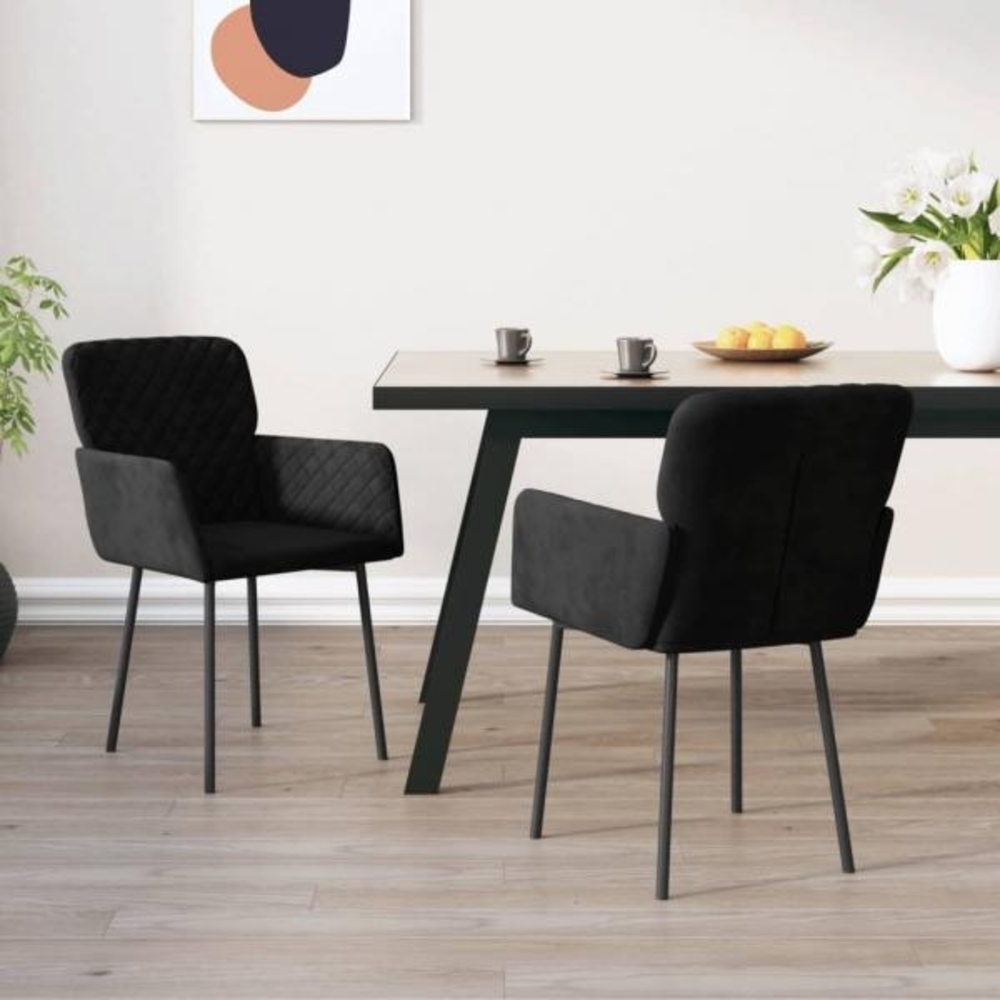 Esszimmerstühle 2 Stk. Schwarz Samt [344785] Bild 1