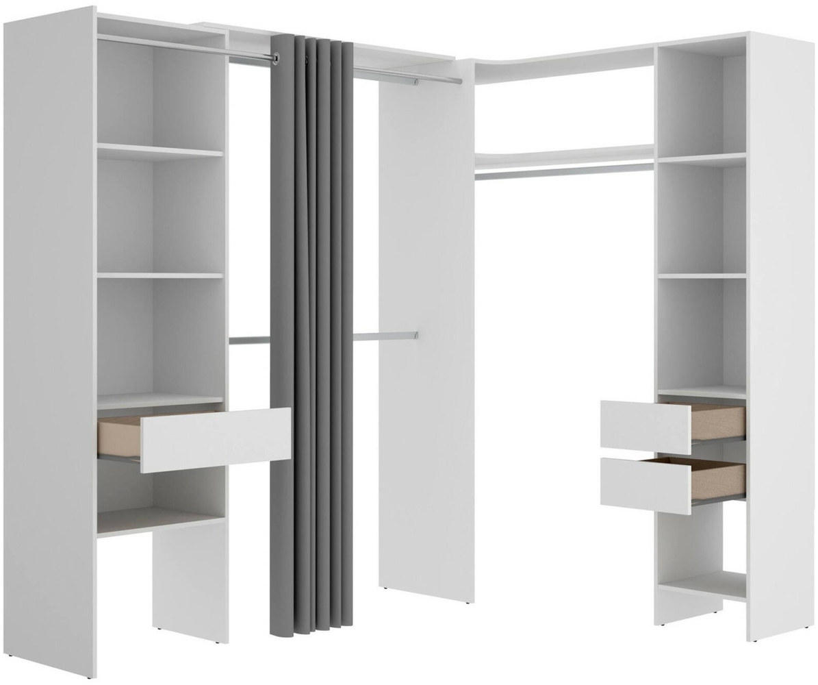 Dmora Großer Kleiderschrank Pali, Schlafzimmermöbel, Schrank, Garderobe, 214x141 h205 cm, Weiß Bild 1