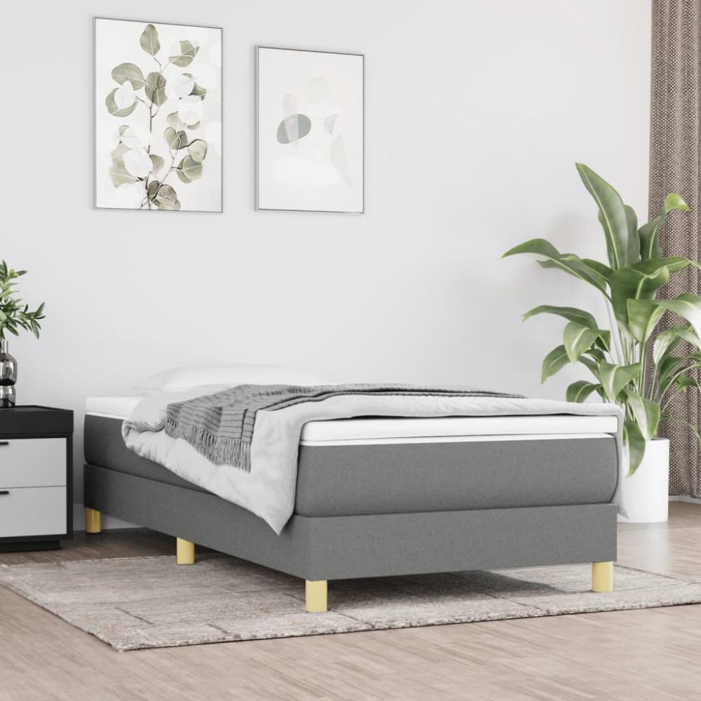 vidaXL Boxspringbett mit Matratze Dunkelgrau 80x200 cm Stoff 3144128 Bild 1