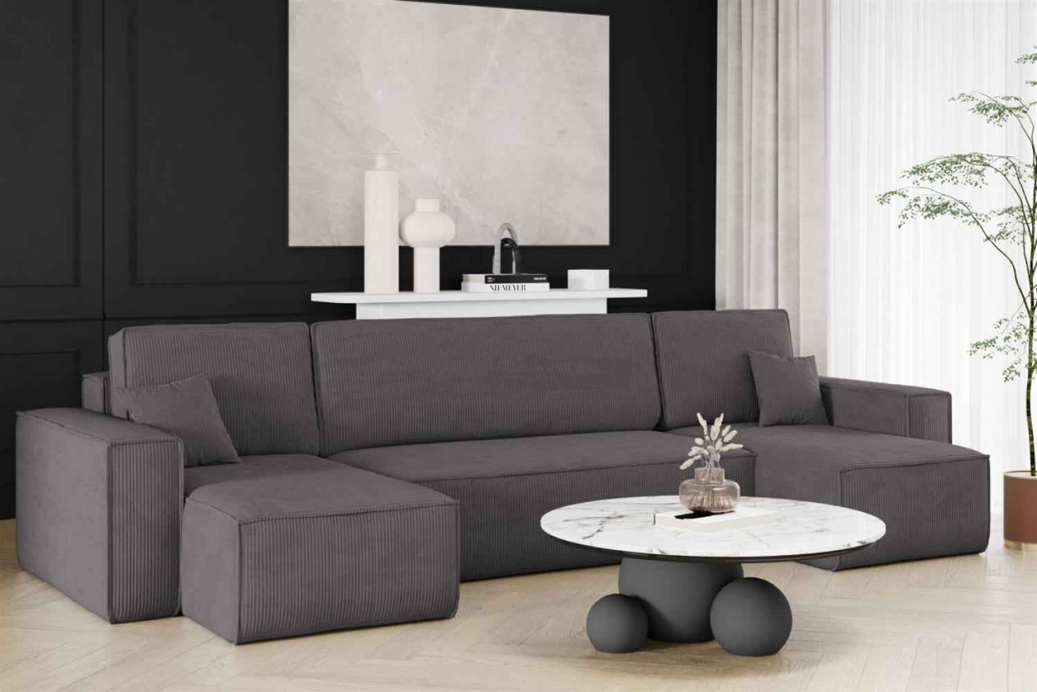 Wohnlandschaft Schlafsofa Sofa MARIS Stoff Poso Anthrazit Bild 1