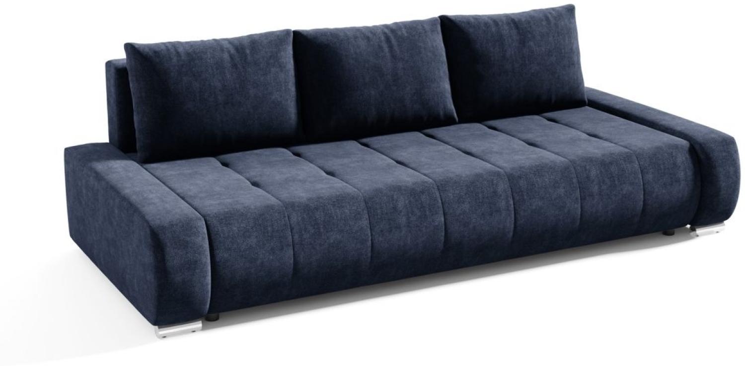 Sofa 3-Sitzer mit Schlaffunktion VOGAR Stoff Aston Dunkelblau Bild 1