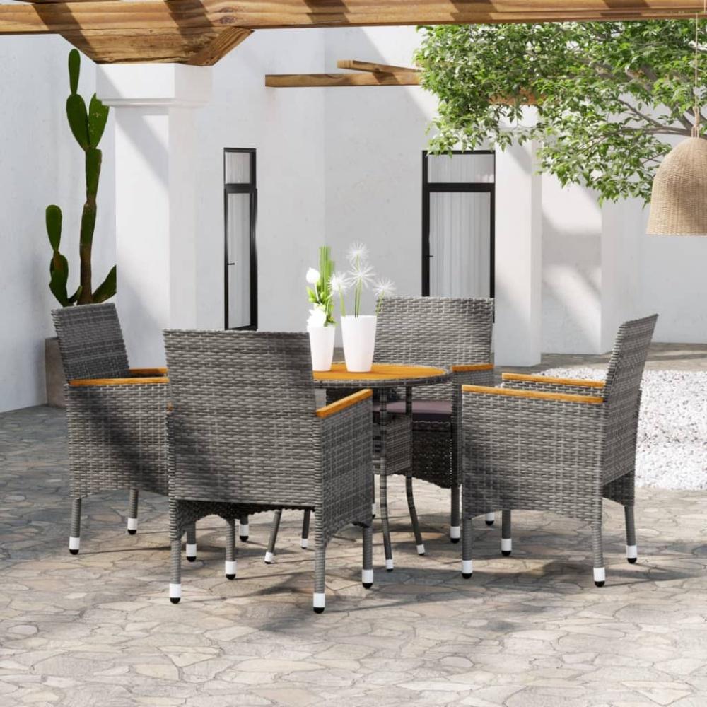 vidaXL 5-tlg. Garten-Essgruppe Poly Rattan Grau 3058497 Bild 1