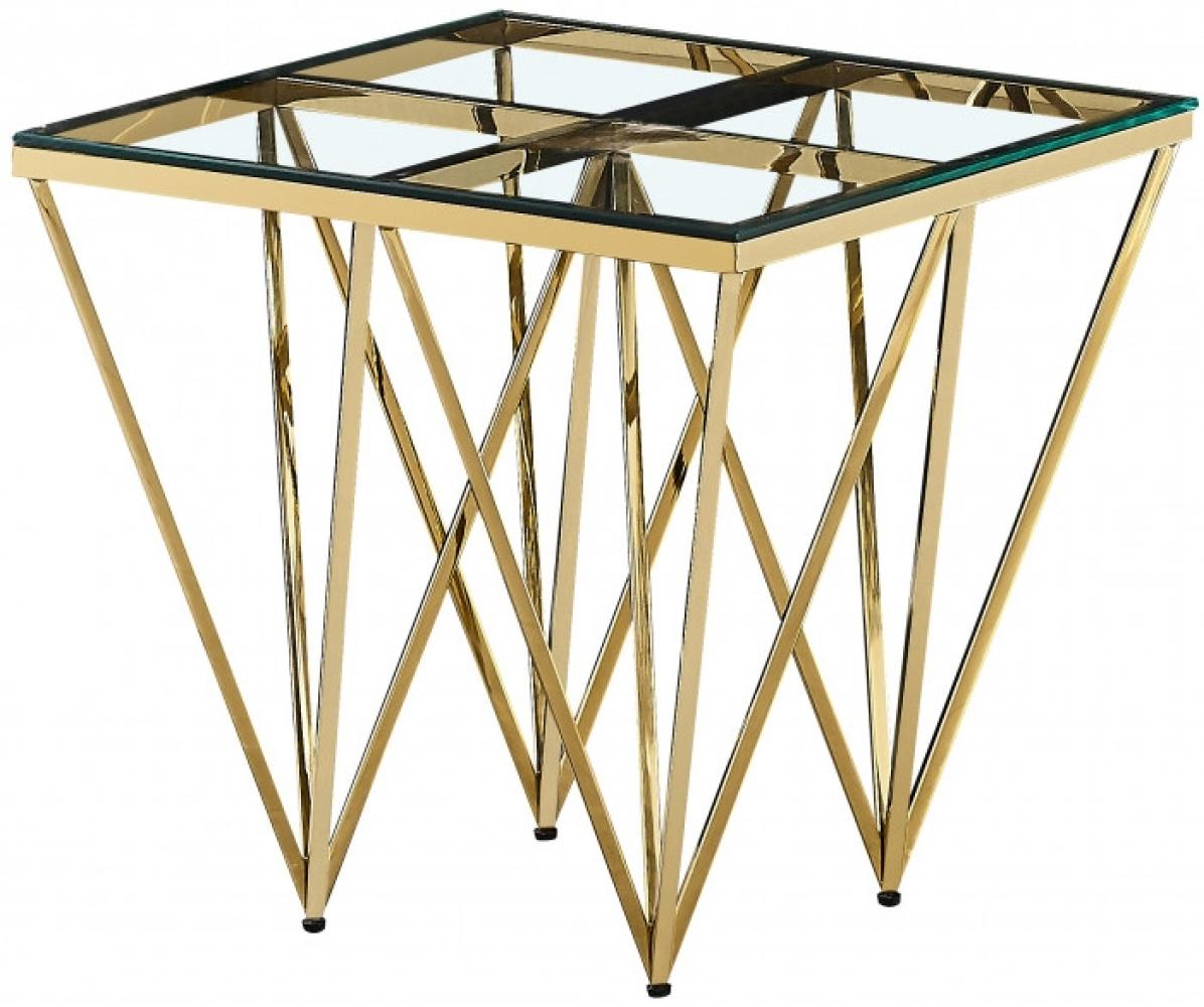 Verona Beistelltisch Edelstahl Chrom gold transparente Oberfläsche Bild 1
