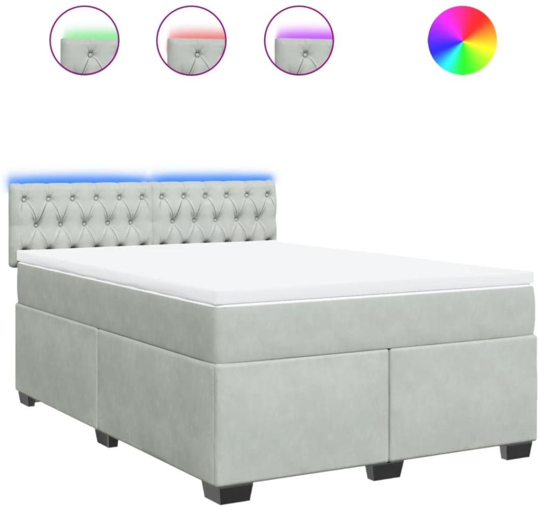 vidaXL Boxspringbett mit Matratze Hellgrau 140x190 cm Samt 3288612 Bild 1