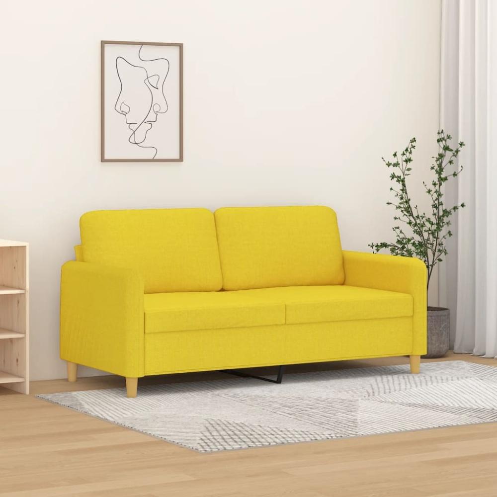 vidaXL 2-Sitzer-Sofa Hellgelb 140 cm Stoff Bild 1