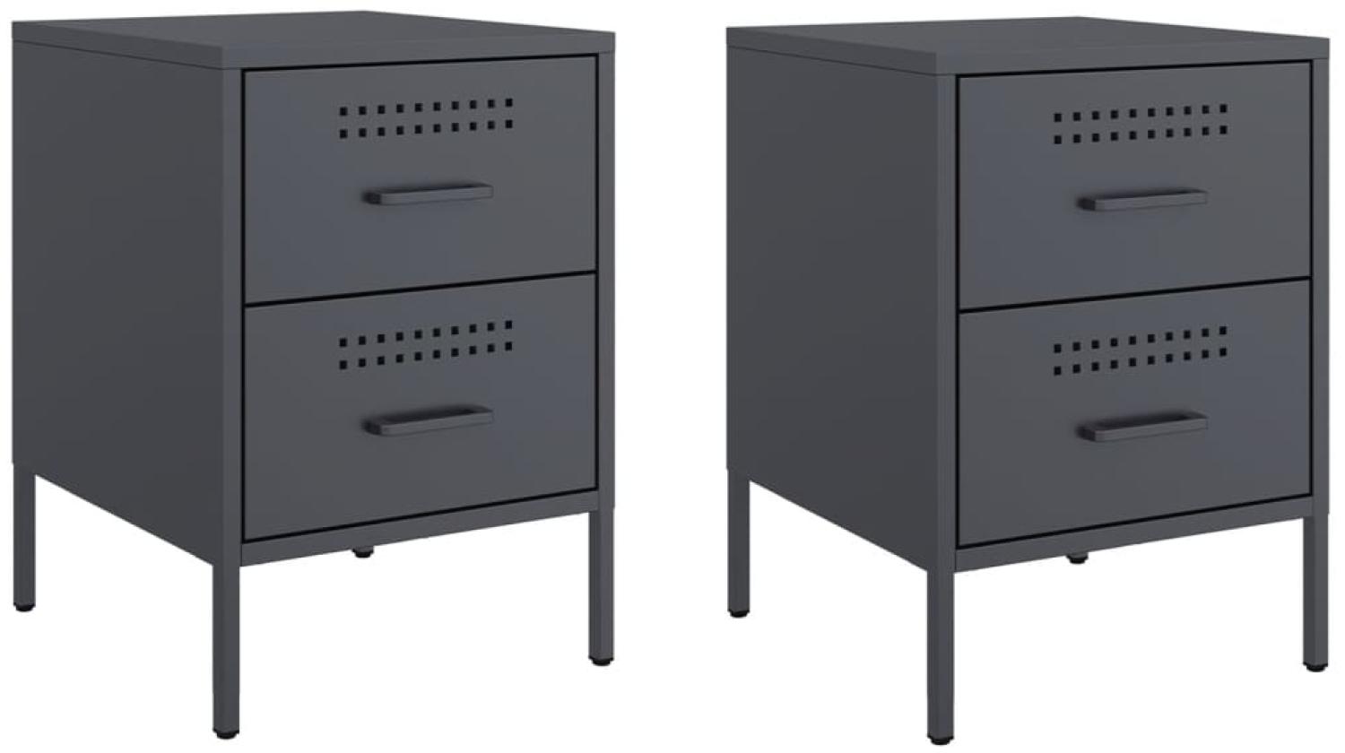 vidaXL Nachttische 2 Stk. Anthrazit 36x39x50,5 cm Stahl 842927 Bild 1