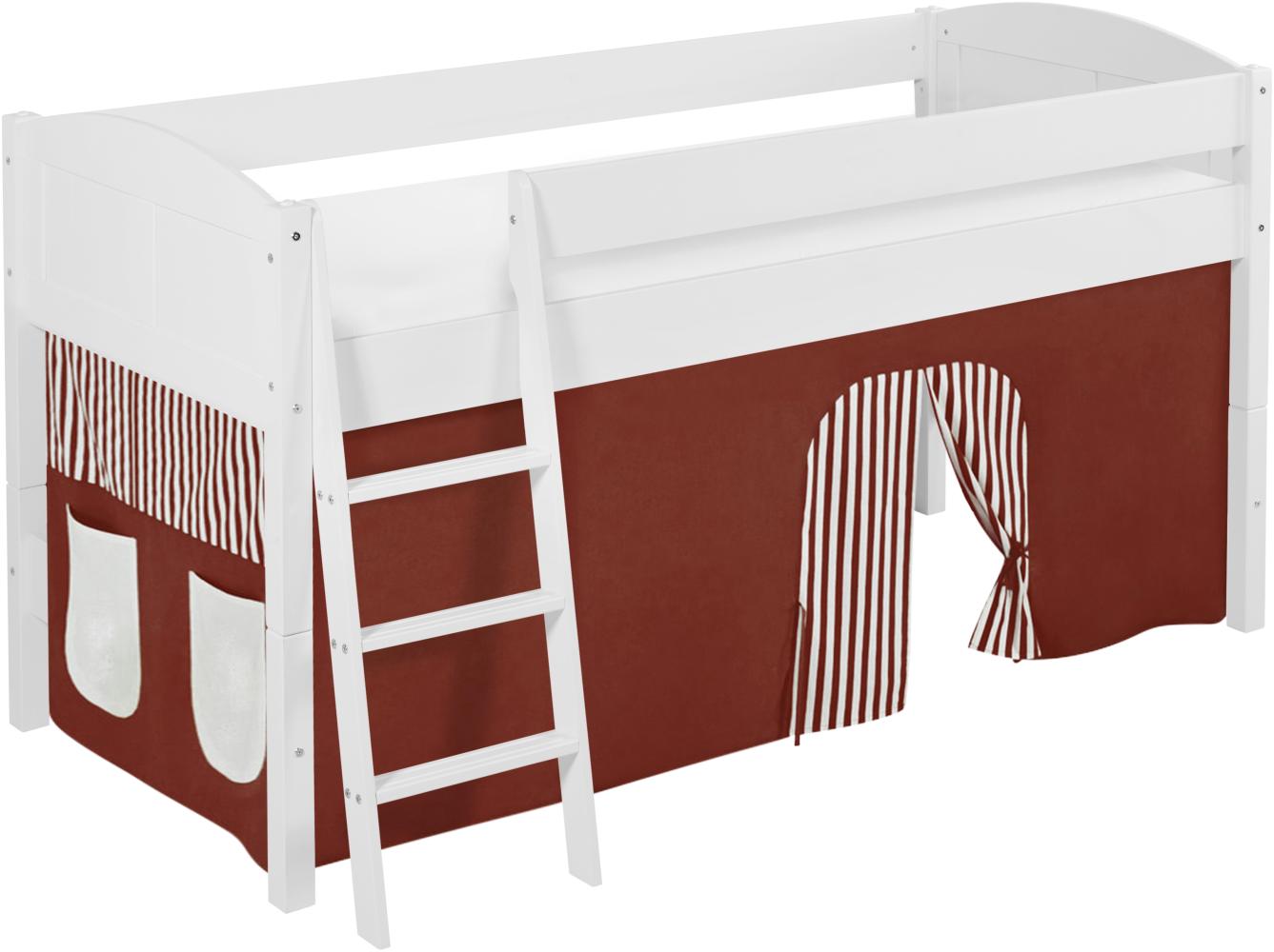 Lilokids 'Ida 4106' Spielbett 90 x 200 cm, Braun Beige, Kiefer massiv, mit Vorhang Bild 1