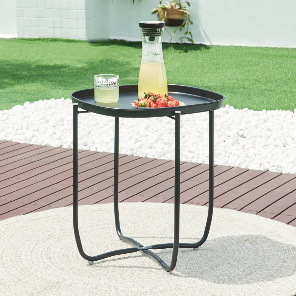 Tabletttisch Sandefjord Stahl 53x46x46 cm Schwarz [en. casa] Bild 1