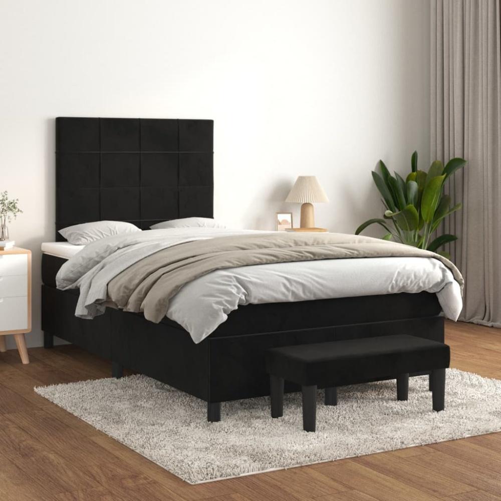 vidaXL Boxspringbett mit Matratze Schwarz 120x200 cm Samt 3137835 Bild 1