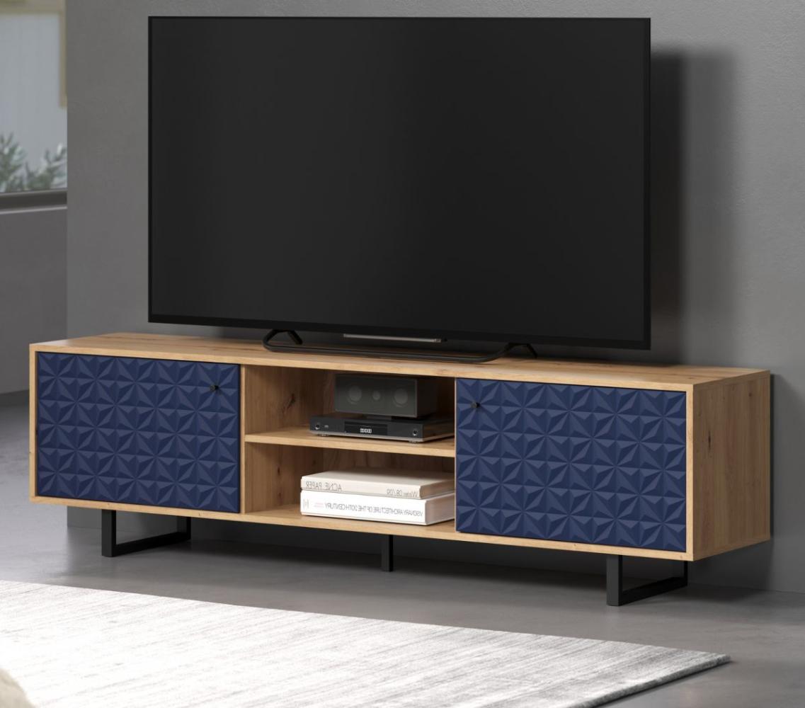 TV-Lowboard Sentra in blau und Eiche Artisan 184 cm Bild 1