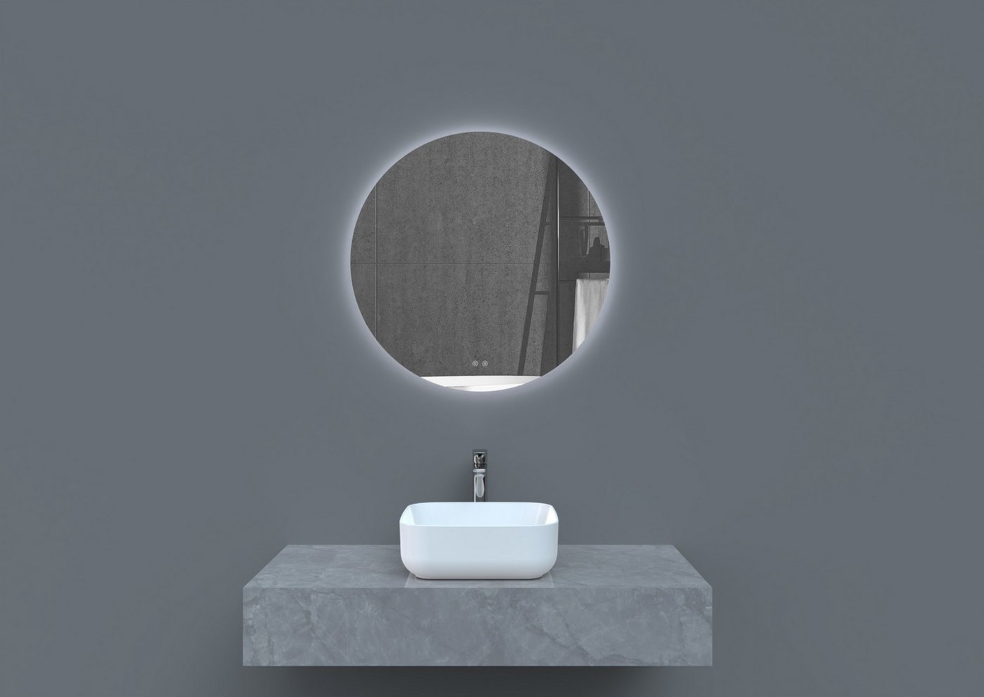 welltime LED-Lichtspiegel Toledo rund, Spiegel mit LED Beleuchtung, Badspiegel, mit Anti-Fog Beschichtung Bild 1