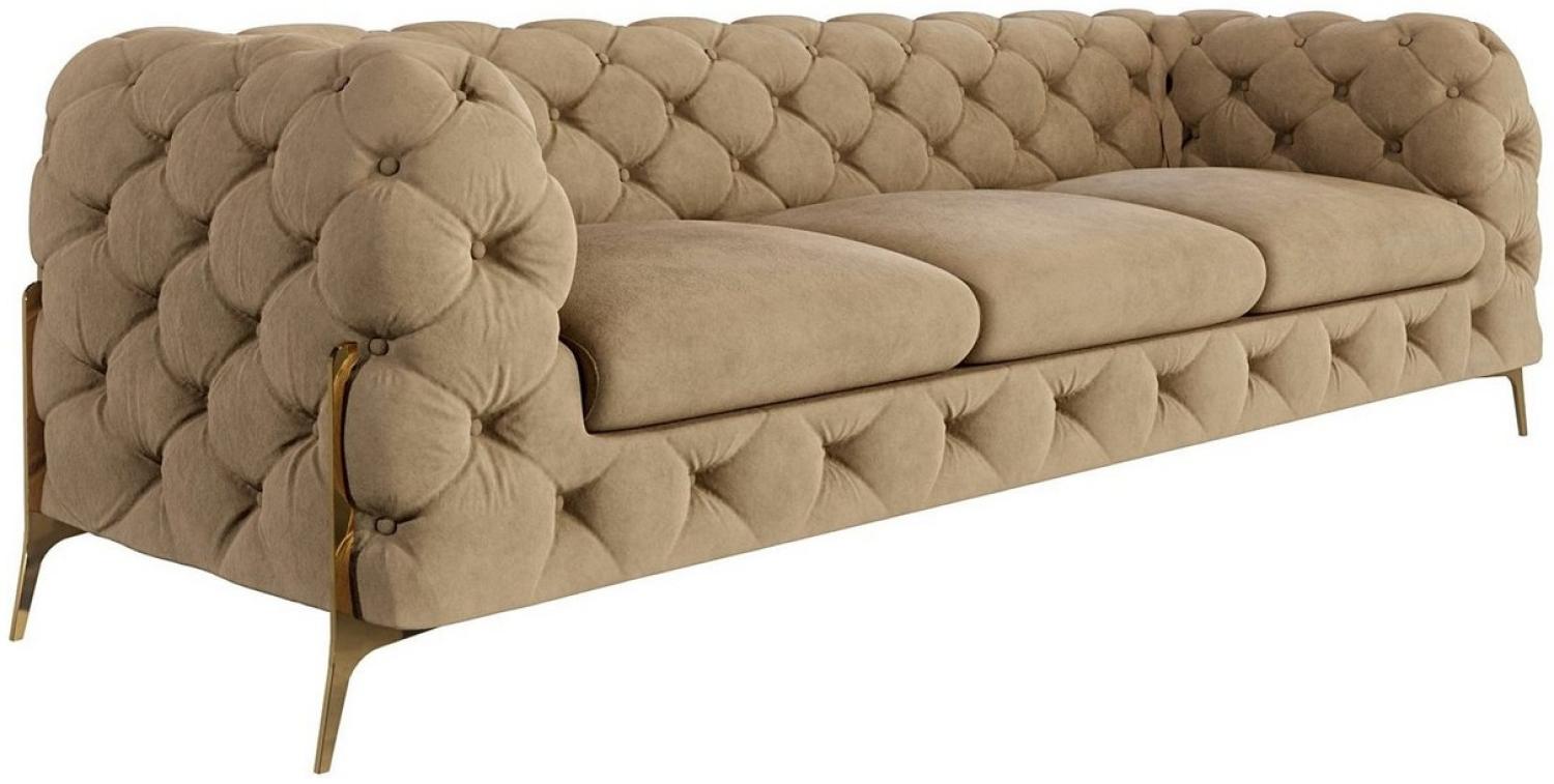 S-Style Möbel Chesterfield-Sofa 3-Sitzer Ashley mit Goldene Metall Füßen, mit Wellenfederung Bild 1