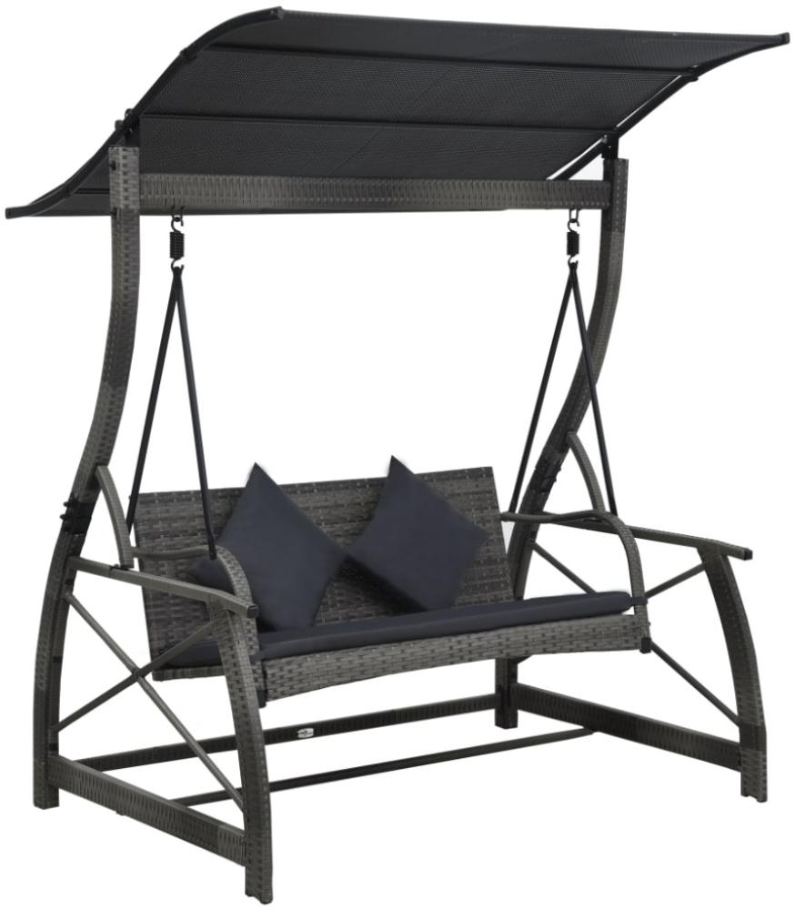 vidaXL Hollywoodschaukel 3-Sitzer mit Dach Poly Rattan Grau 49229 Bild 1