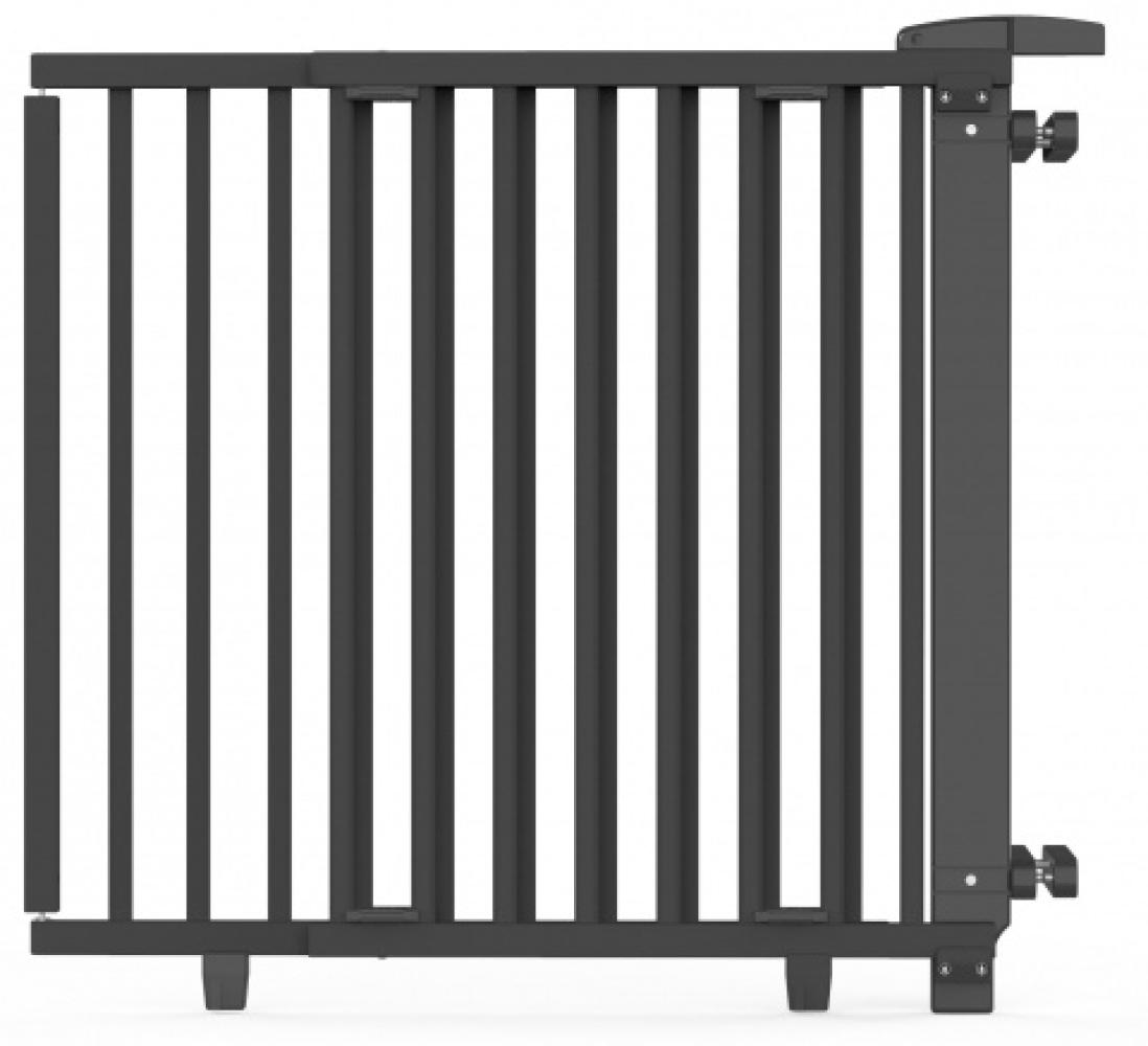 Geuther schwenkbares Treppenschutzgitter Passung: 67 cm - 107 cm TÜV/GS zertifiziert Türgitter zum Bohren & Klemmen extra hohes Babygitter stufenlos einstellbar Gebeizt Schwarz Bild 1