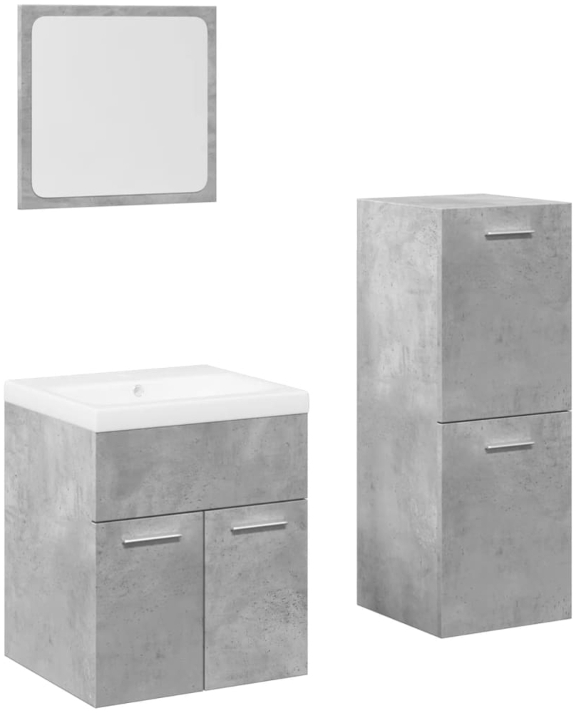 vidaXL 4-tlg. Badmöbel-Set Betongrau Holzwerkstoff 3324882 Bild 1