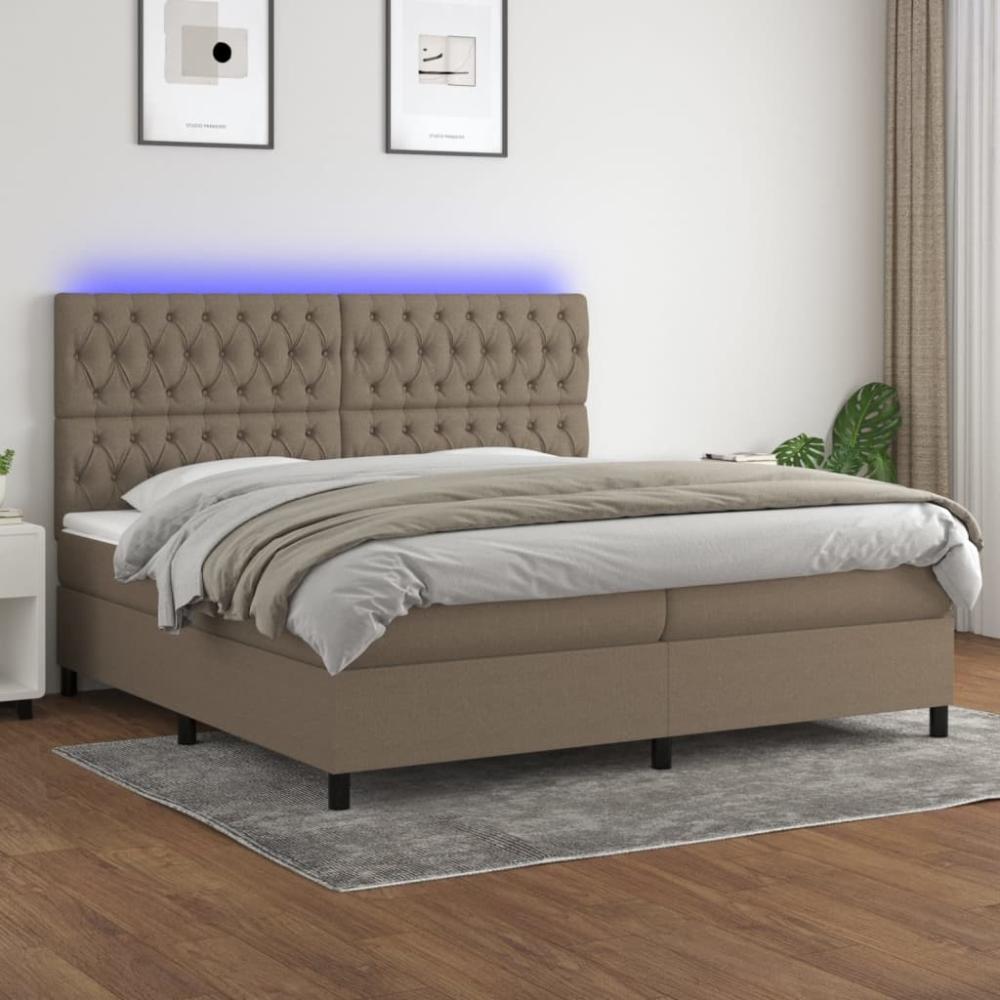 Boxspringbett mit Matratze & LED Stoff Taupe 200 x 200 cm, Härtegrad: H2 [3135145] Bild 1