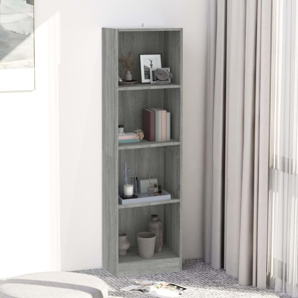 vidaXL Bücherregal 4 Fächer Grau Sonoma 40x24x143 cm Holzwerkstoff 816066 Bild 1