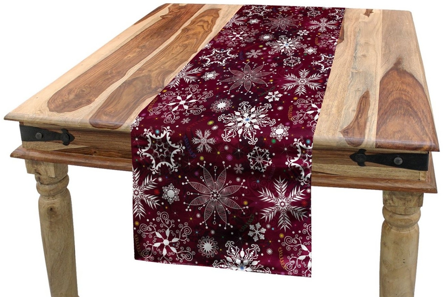 Abakuhaus Tischläufer Esszimmer Küche Rechteckiger Dekorativer Tischläufer, Schneeflocke Weihnachten Bild 1