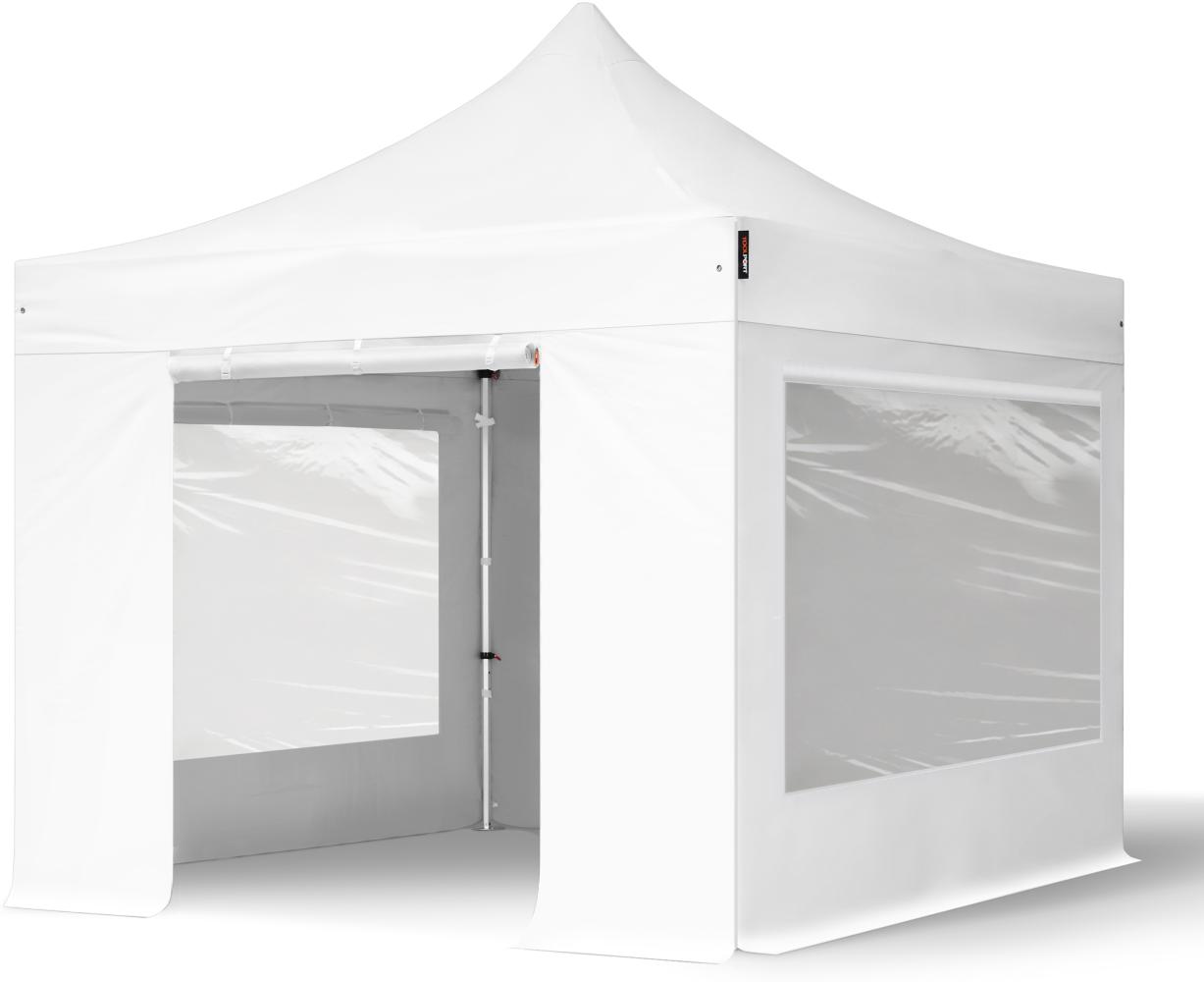 3x3 m Faltpavillon PROFESSIONAL Alu 40mm, Seitenteile mit Panoramafenstern, weiß Bild 1