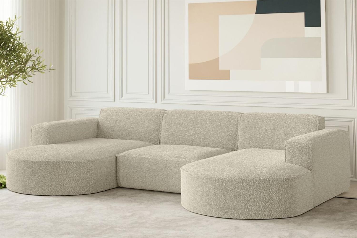 Wohnlandschaft U-Form Sofa PALMA in Stoff Ascot Champagne Bild 1