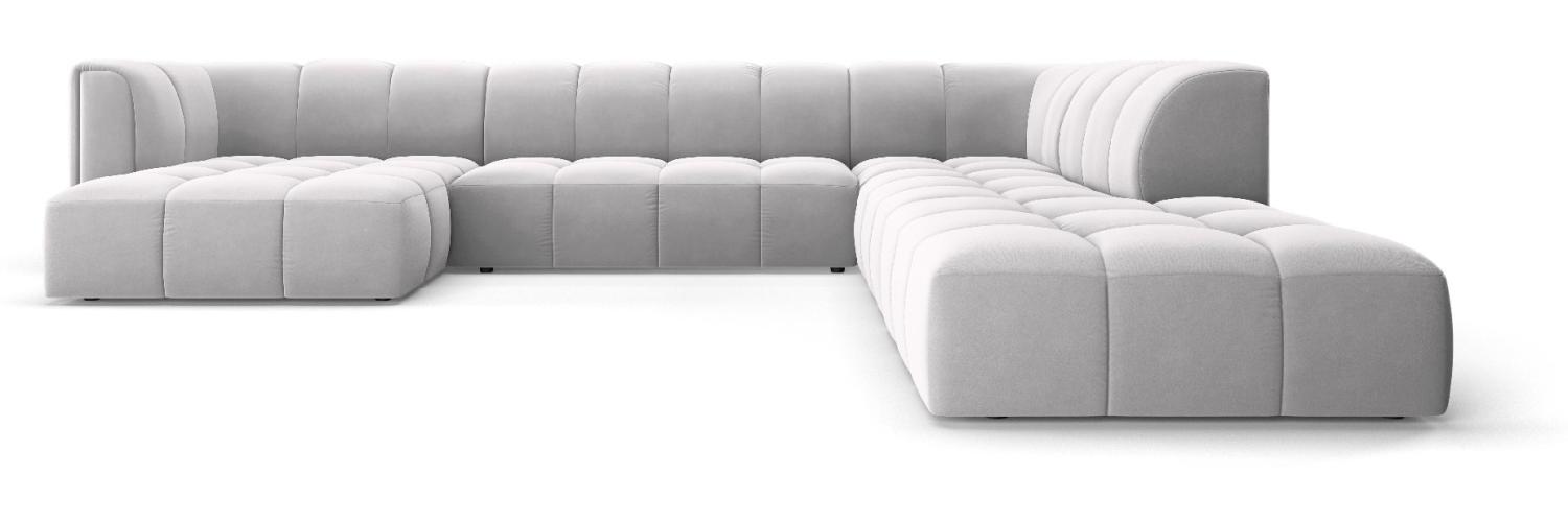 Micadoni Modulares Panorama Ecksofa Serena 7-Sitzer Rechts Samtstoff Silber Bild 1