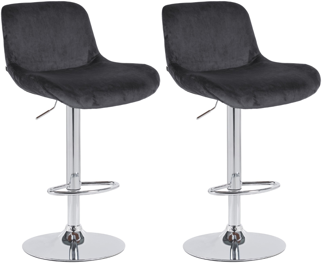 CLP 2er Set Barhocker Solon Chrom höhenverstellbar und drehbar mit Rückenlehne,schwarz Samt Bild 1