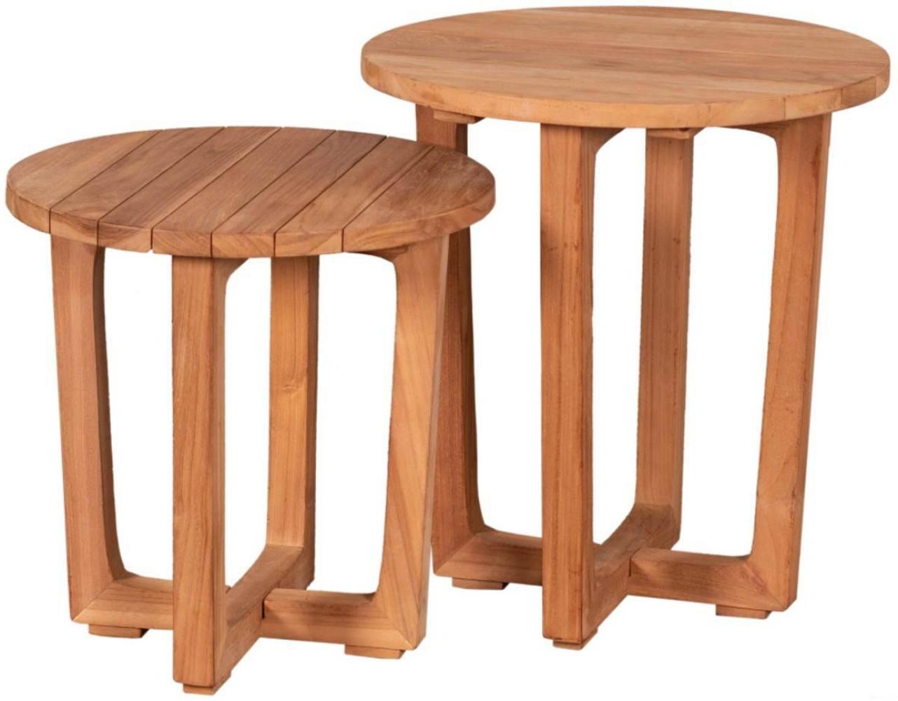 YOURSOL Beistelltisch Woodie 2er-Set, rund, Ø 45 und 50 cm, Teak, witterungsbeständig, Gartentisch Bild 1