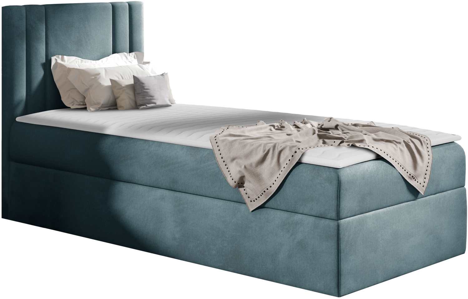 Boxspringbett 'Harlon Mini' rechts,  blau 80 x 200 cm Bild 1