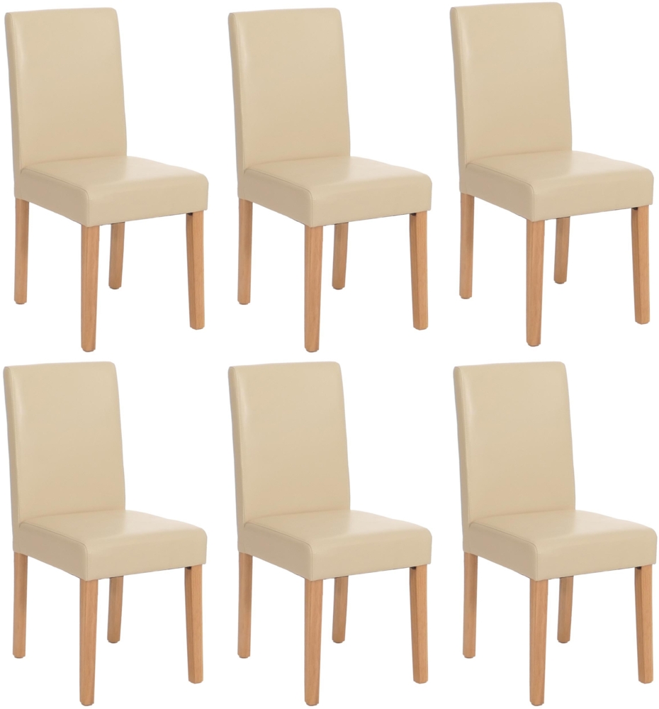 6er-Set Esszimmerstuhl 'Littau' Leder, creme, helle Beine Bild 1
