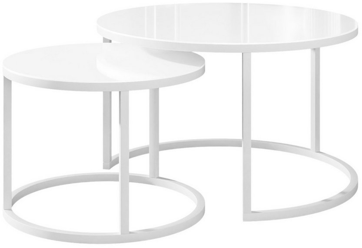 Lookway Couchtisch CIRI 2in1 GLASS mit schwarzem und weißem Gestell (2er Set), Durchmesser: ⌀70 cm und ⌀50 cm Bild 1