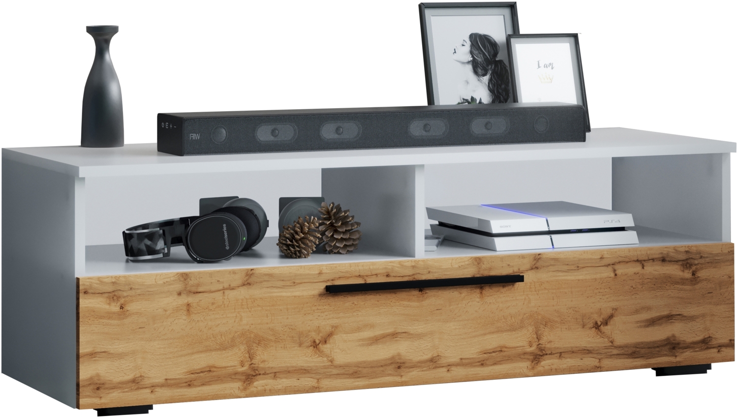 VCM TV-Möbel Arila 918590 Weiß / Honig-Eiche H. 39 x B. 115 x T. 40 cm Bild 1