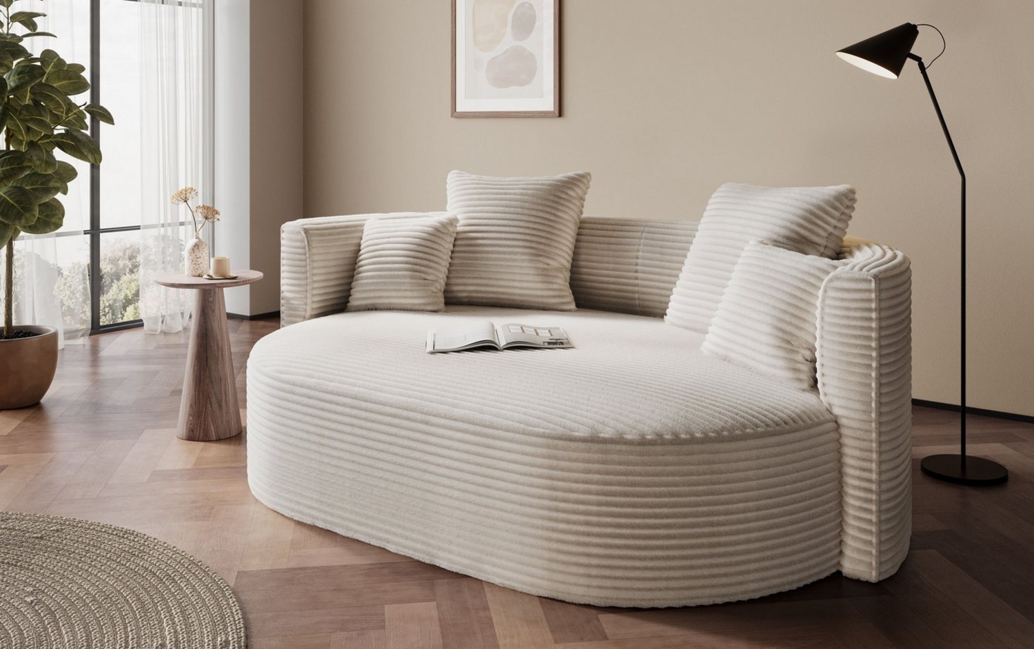 LeGer Home by Lena Gercke 2,5-Sitzer ISALIE, rundes Loungesofa, mit Kissen, perfekt gepolstert, moderne Stoffe, mit 4 Zierkissen, extra große Sitzfläche Bild 1