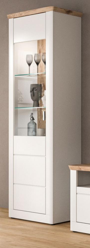 Vitrine Michigan in weiß matt und Eiche 64x204 cm Bild 1